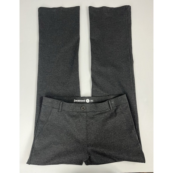 Betabrand Pants - Betabrand Dress Pants Women's Sz Medium Long Gray Flare Leg Pull On Pants
